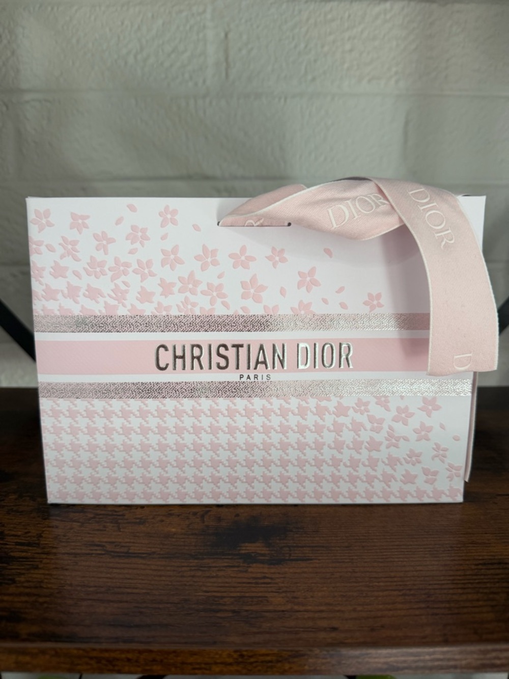 Christian Dior Pink Floral Paper Gift Bag